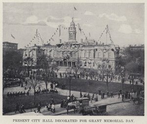Huidig stadhuis versierd voor Grant Memorial Day door American Photographer