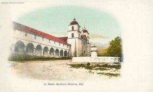 Santa Barbara Missie, Californië (ingekleurde foto)