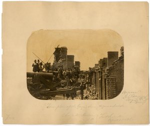 Soldaten na de evacuatie van de verslagen Unie-troepen, Slag om Fort Sumter, 1861 door American Photographer