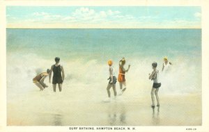 Surfen, Hampton Beach, New Hampshire, ca 1920 (kleurenfoto)