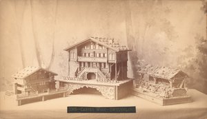 Zwitserse huisjes, gesneden modellen, Philadelphia Centennial International Exhibition, 1876 door American Photographer