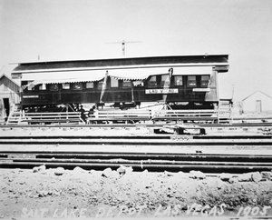Het depot, de wachtkamer en het kaartjeskantoor van de Las Vegas Salt Lake Railroad, Nevada
