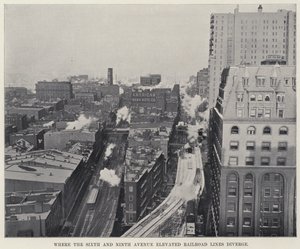 Waar de Sixth en Ninth Avenue verhoogde spoorlijnen uiteenlopen door American Photographer