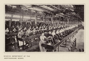 Wikkelafdeling in de Westinghouse fabriek (z/w foto) door American Photographer