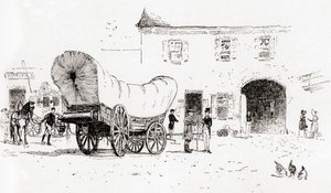 Een Conestoga-wagen in de Bull