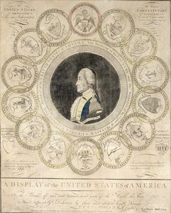 Een weergave van de Verenigde Staten van Amerika gedrukt door Amos Doolittle, 1794 (prent)