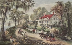 Een huis aan de Mississippi, uitgegeven 1871, Currier & Ives door American School