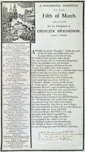 Een monumentale inscriptie op de vijfde maart, 1772