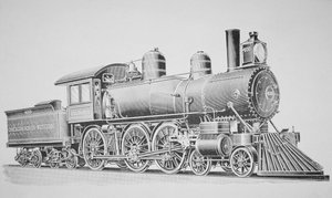 Een Schenectady Locomotief (gravure) door American School