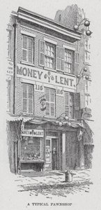 Een typisch pandjeshuis (litho) door American School