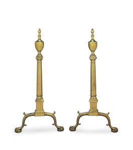 Een paar Chippendale andirons, Philadelphia of New York, 1780-1800 door American School