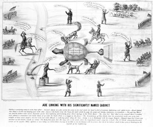 Abe Linking met zijn betekenisvol genaamde kabinet, gepubliceerd door M.E. Godwin in 1864