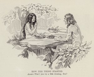 Adam en Eva in de tuin van Eden (litho) door American School