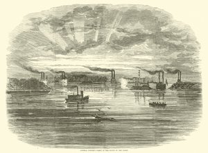 Admiraal Porters vloot bij de monding van de Yazoo, december 1862 door American School