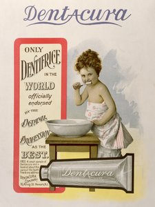 Advertentie voor Dentacura Tandpasta, uit Theatre Magazine, Engeland, 1901