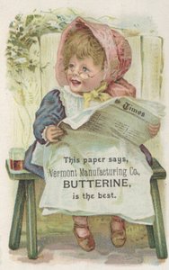 Advertentie voor Vermont Manufacturing Co. Butterine, c.1880