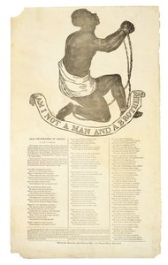 Ben Ik Geen Mens en Een Broeder?, ca. 1837 (houtsnede op geweven papier) door American School