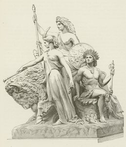 Amerika, uit de groep in marmer door John Bell (gravure)