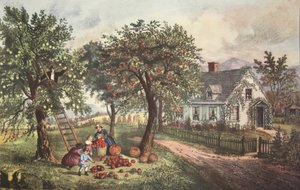 Amerikaans landhuis - Herfst, uitgegeven 1869, Currier & Ives