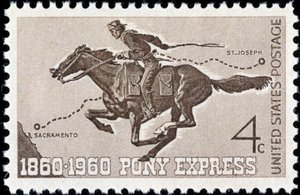 Amerikaanse postzegel van de Pony Express door American School