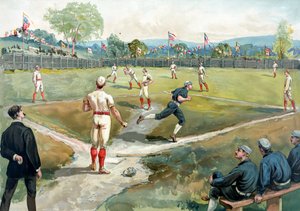 Honkbalwedstrijd in 1891 New York door American School