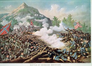 Slag bij Kenesaw Mountain, Georgia, 27 juni 1864, gegraveerd door Kurz & Allison door American School
