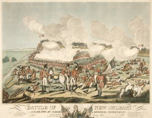 Slag bij New Orleans en dood van Generaal-majoor Packenham op 8 januari 1815, uitgegeven 1815