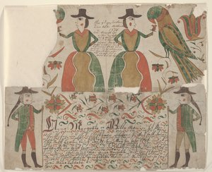 Geboorte- en doopcertificaat voor Anna Margräta Willeman, Fraktur schilderij, c.1810 door American School