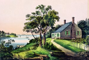 Geboorteplaats van George Washington in Bridges Creek, Westmoreland County, Virginia, 22 februari 1732, uitgegeven door Currier en Ives door American School