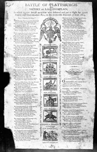 Pamflet uit de oorlog van 1812, met de Slag bij Plattsburgh en de overwinning op Lake Champlain