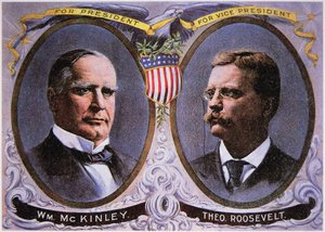 Campagneposter voor William McKinley (1843-1901) als president en Theodore Roosevelt (1858-1919) als vice-president
