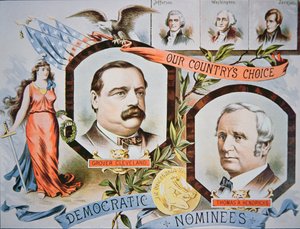 Campagneposter voor presidentskandidaat Grover Cleveland en running mate Thomas A. Hendricks