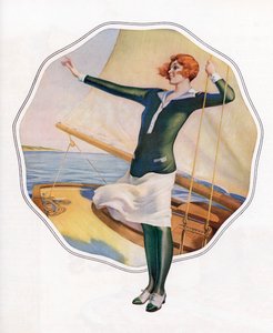 Zorgeloze flapper op een zeilboot