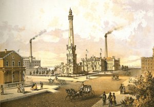 Chicago Water Works, uit Chicago Illustrated, met literaire beschrijvingen door James W. Sheahan, uitgegeven door Jevne & Almini, Chicago, 1866-67 door American School