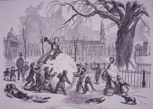Kerst sneeuwbal, scène op Boston Common door American School