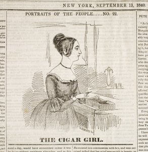 Sigarenmeisje, Voorpagina van "New York Sunday Atlas", 13 september 1840 door American School