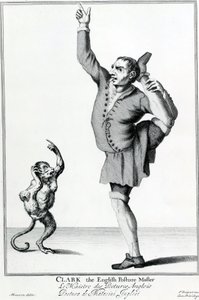 Clark de Engelse Houdingmaker, uit de serie The Cryes of the City of London Drawne after the Life, gravure naar Marcellus Laroon II, uitgegeven door Pierce Tempest, 1688 door American School