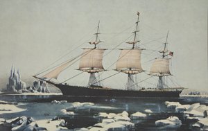 Clipper schip, Red Jacket - In het ijs bij Kaap Hoorn, op haar reis van Australië naar Liverpool, augustus 1854, uitgegeven 1855, Currier & Ives door American School