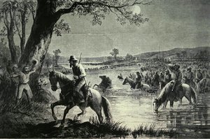 Geconfedereerde Leger dat de Voorden van de Potomac-rivier oversteekt tijdens de Invasie van Maryland in 1862 door American School