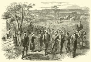 Geconfedereerde gevangenen worden van Jonesborough naar Atlanta gebracht, september 1864 door American School