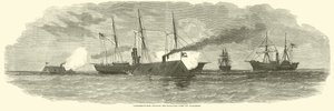 Geconfedereerde rammen in gevecht met de blokkadevloot bij Charleston, januari 1863 door American School