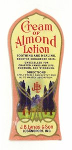 Amandellotion etiket, J B Lynas & Son door American School