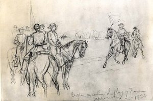 Custer ontvangt de Vlag van Vrijheid, Appomattox, 1865 door American School