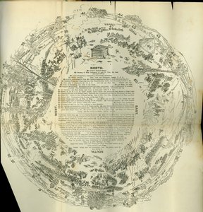 Cyclorama uitvouwkaart met de geschiedenis van de Grote Opstand, ca. 1870