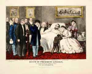 Dood van president Lincoln, in Washington, DC, 15 april 1865, uitgegeven 1865