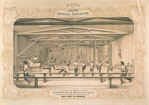 Dr. Richs Instituut voor Lichamelijke Opvoeding, gegraveerd en uitgegeven door Wm. Endicott & Co, New York, 1850 door American School