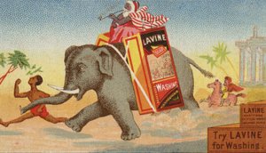 Olifant rent met doos waszeep door American School