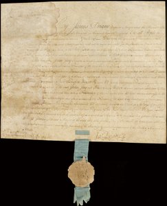 Ingesloten proclamatie die de vrijheid van de stad verleent aan John Jay