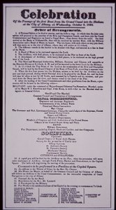 Erie Kanaal: sleutelonderdeel van het New York State Canal System; Broadside van 8 oktober 1823 ter viering van de opening (voltooid in 1825) door American School