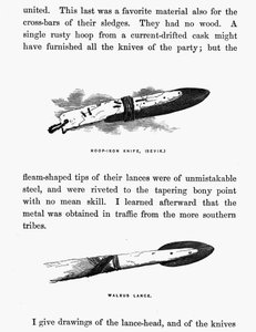Eskimo mes en speer - Elisha Kent Kane, Arctic Explorations in de jaren 1853-1855, vol. 1, p. 206, Philadelphia door American School